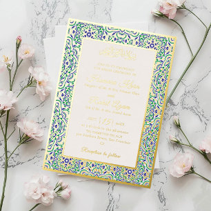 Turkish Geometric Motif Pattern Islamic Wedding Foil Invitation
