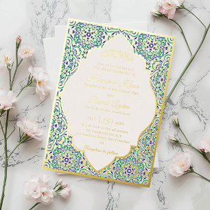 Turkish Geometric Motif Pattern Islamic Wedding Foil Invitation