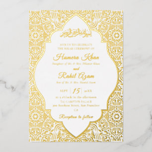Turkish Geometric Motif Pattern Islamic Wedding Foil Invitation