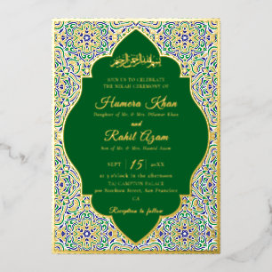 Turkish Geometric Motif Pattern Islamic Wedding Foil Invitation