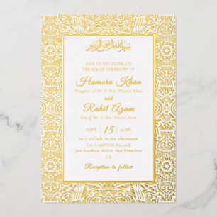 Turkish Geometric Motif Pattern Islamic Wedding Foil Invitation
