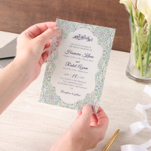 Turkish Geometric Motif Pattern Islamic Wedding Vellum Invitations