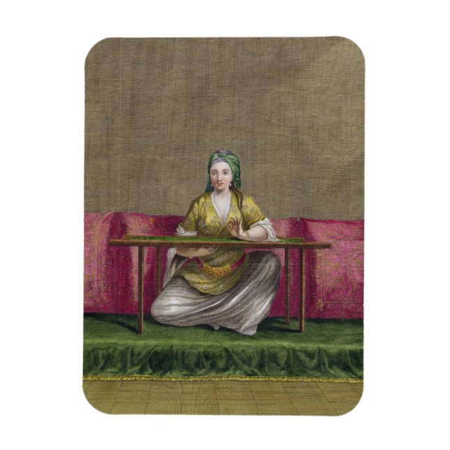 Turkish Girl, embroidering, 18th century (engravin Magnet (Vertical)