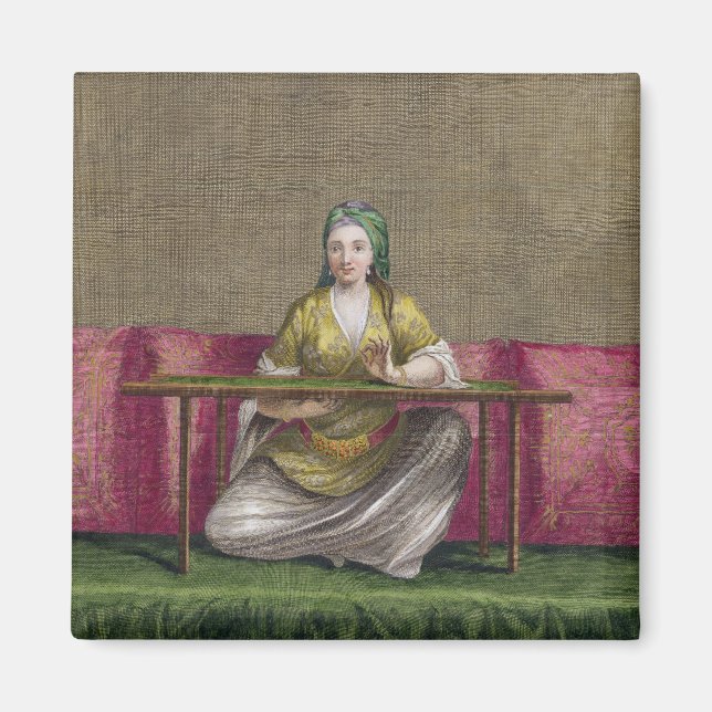 Turkish Girl, embroidering, 18th century (engravin Magnet (Front)