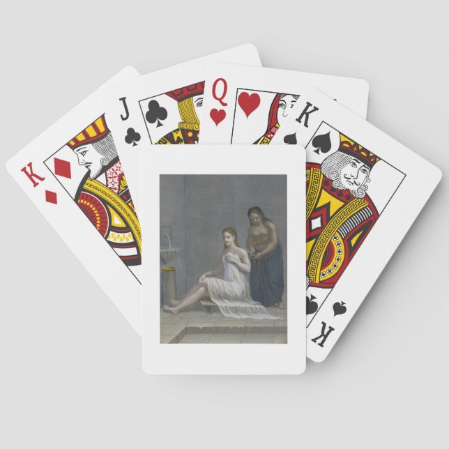 Turkish Girl, having her hair braided in the baths Poker Cards (Back)