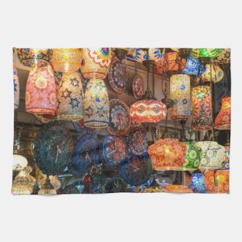Turkish Glass Lamps For Sale In Istanbul Market Kitchen Towel by bbourdages at Zazzle