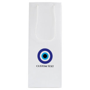 Turkish Greek wedding Evil Eye Blue Mati logo Wine Gift Bag