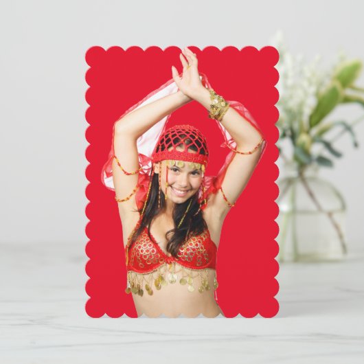 Turkish Gypsy Dancing in Bright Red Costume (Standing Front)