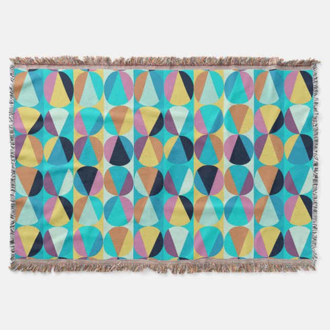 Turkish Inspired Colorful Geometric Pattern Throw Blanket (Front)