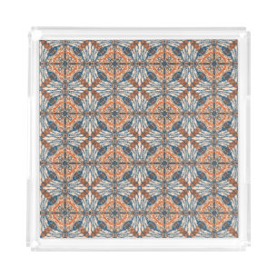 Turkish Inspired: Textured Navy & Terracotta Acrylic Tray