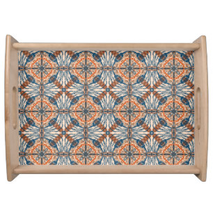 Turkish Inspired: Textured Navy & Terracotta Serving Tray