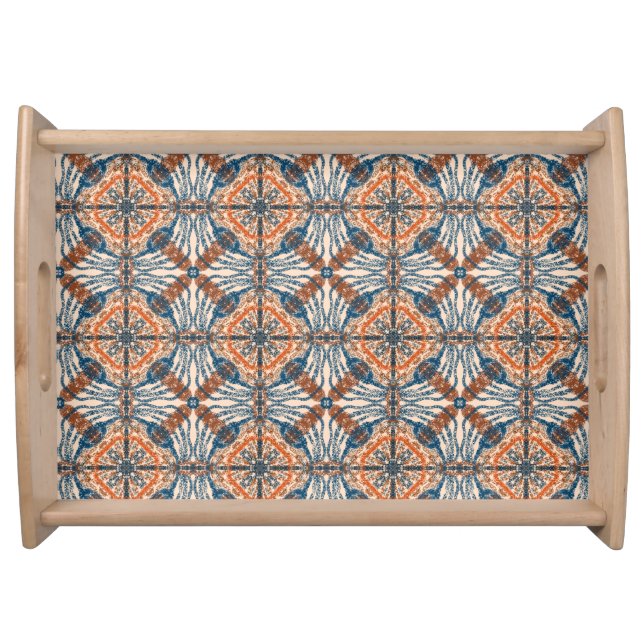 Turkish Inspired: Textured Navy & Terracotta Serving Tray (Front)