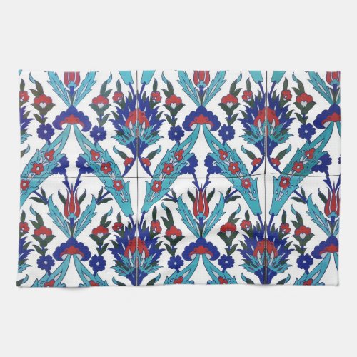 Turkish Iznik  Anatolia Floral Mosaic Pattern Kitchen Towel