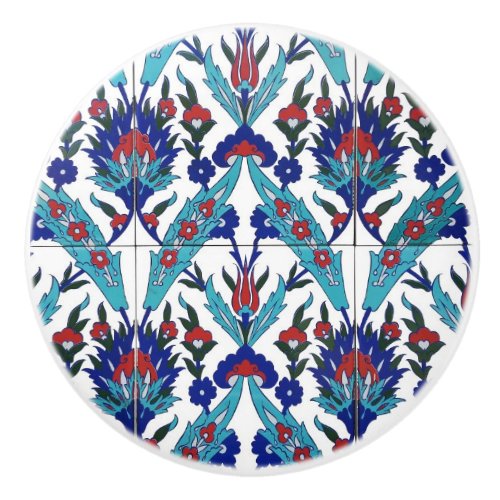 Turkish Iznik Floral Pattern Furniture Ceramic Knob