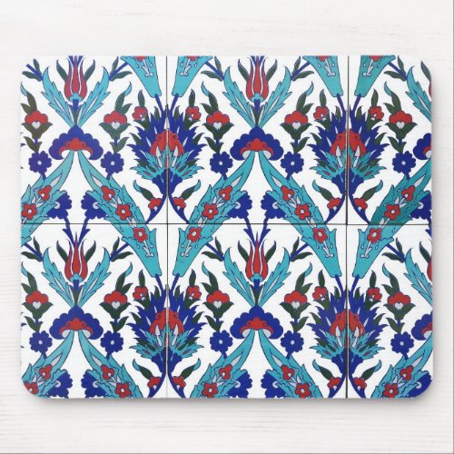 Turkish Iznik Floral Pattern Mouse Pad