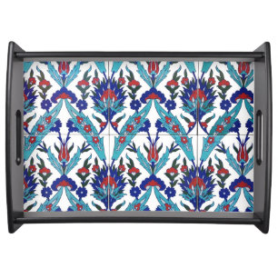 Turkish Iznik Floral Pattern Serving Tray