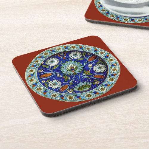 Turkish Iznik Floral Pattern Tabletop Bartop Beverage Coaster