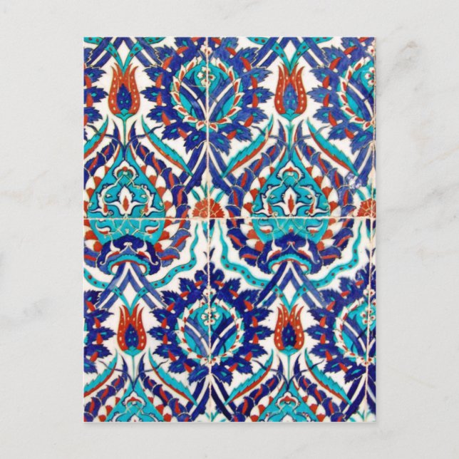 Turkish Iznik Ottoman Floral Design Pattern Postcard (Front)
