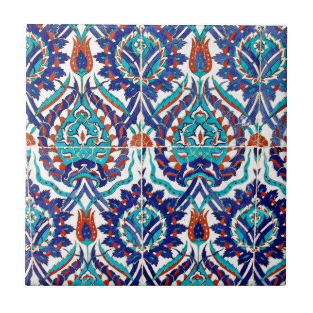 Turkish Iznik Ottoman Floral Design Pattern Tile (Front)