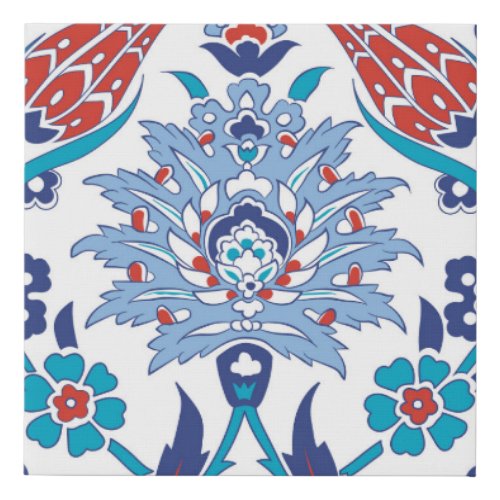 Turkish Iznik tiles vintage pattern Faux Canvas Print