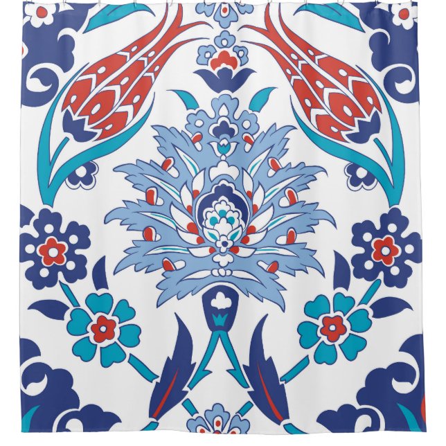 Turkish Iznik tiles: vintage pattern. Shower Curtain (Front)