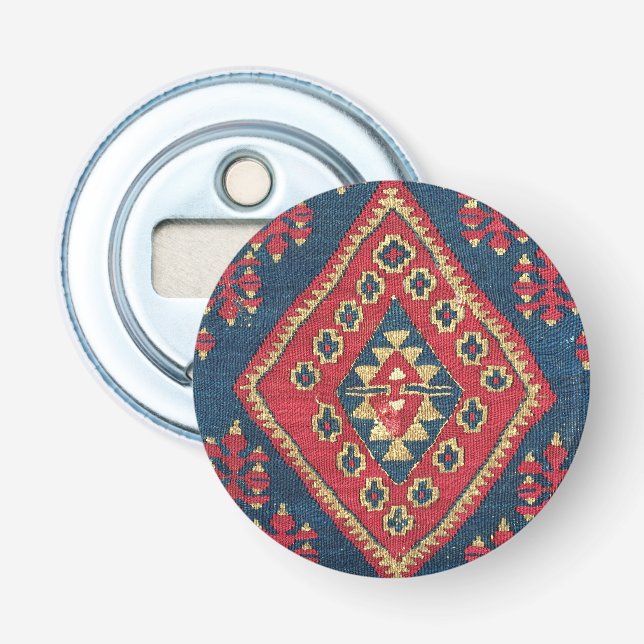 Turkish Kilim Carpet Rug Antique Red Blue   Bottle Opener (Front)