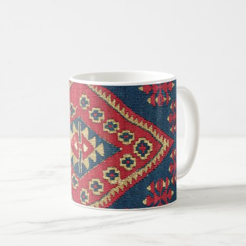 Turkish Kilim Carpet Rug Antique Red Blue  Coffee Mug