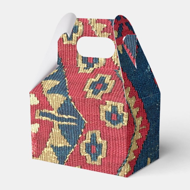 Turkish Kilim Carpet Rug Antique Red Blue  Favor Boxes (Front Side)