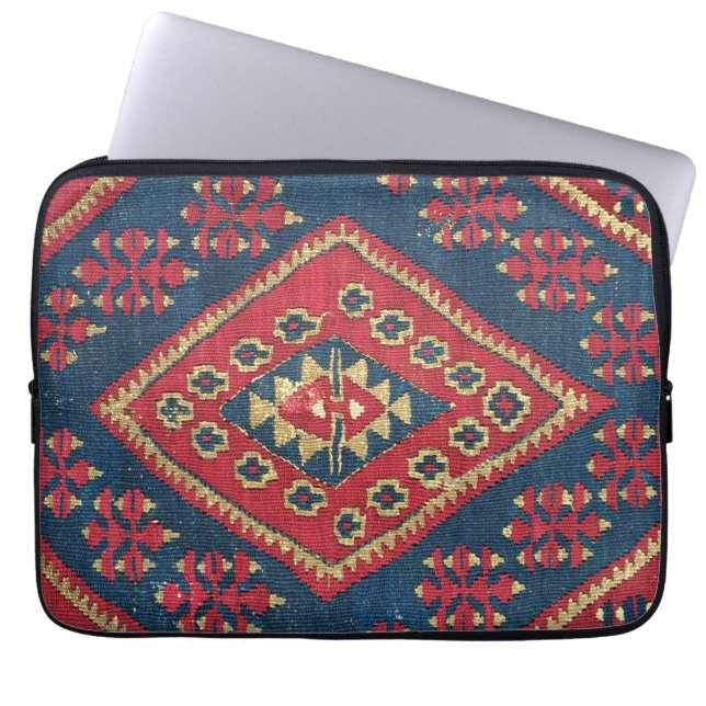Turkish Kilim Carpet Rug Antique Red Blue Laptop Sleeve (Front)