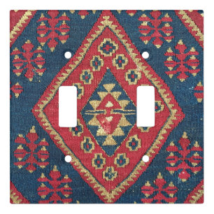 Turkish Kilim Carpet Rug Antique Red Blue Light Switch Cover