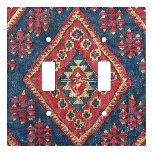 Turkish Kilim Carpet Rug Antique Red Blue  Light Switch Cover