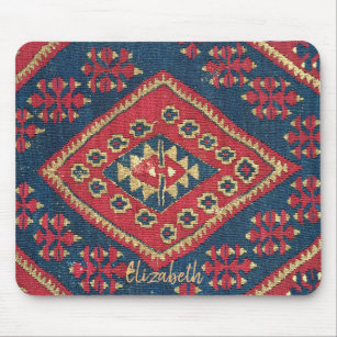 Turkish Kilim Carpet Rug Antique Red Blue Mouse Pad