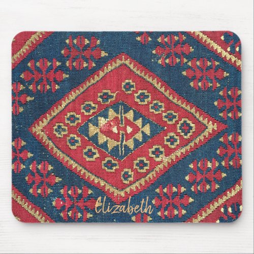 Turkish Kilim Carpet Rug Antique Red Blue Mouse Pad