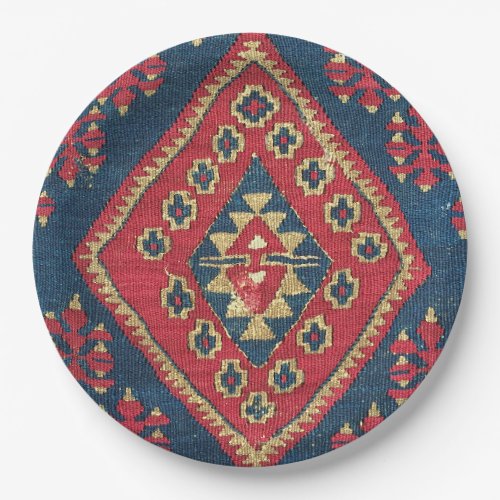Turkish Kilim Carpet Rug Antique Red Blue  Paper Plates