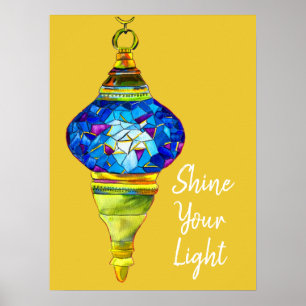 Turkish lamps mosaic art watercolor poster