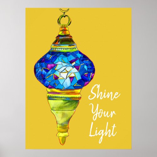 Turkish lamps mosaic art watercolor poster