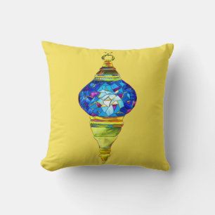 Turkish lamps mosaic art watercolor throw pillow