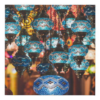 Turkish lamps: mosaic glass art faux canvas print