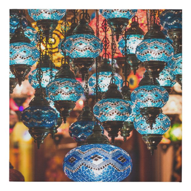 Turkish lamps: mosaic glass art faux canvas print (Front)