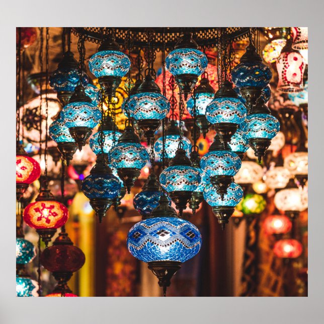 Turkish lamps: mosaic glass art poster (Front)