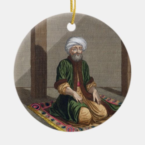 Turkish Man praying 18th century engraving Ceramic Ornament