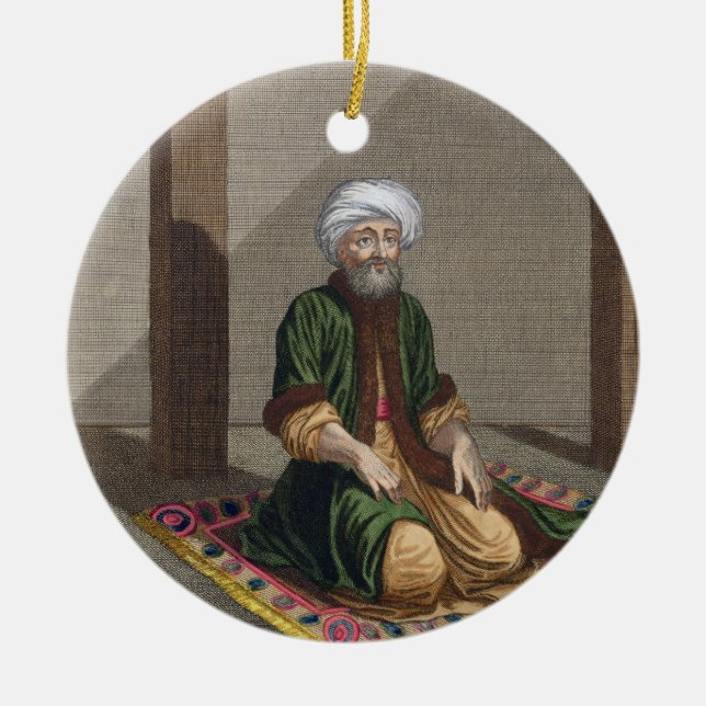 Turkish Man, praying, 18th century (engraving) Ceramic Ornament (Front)