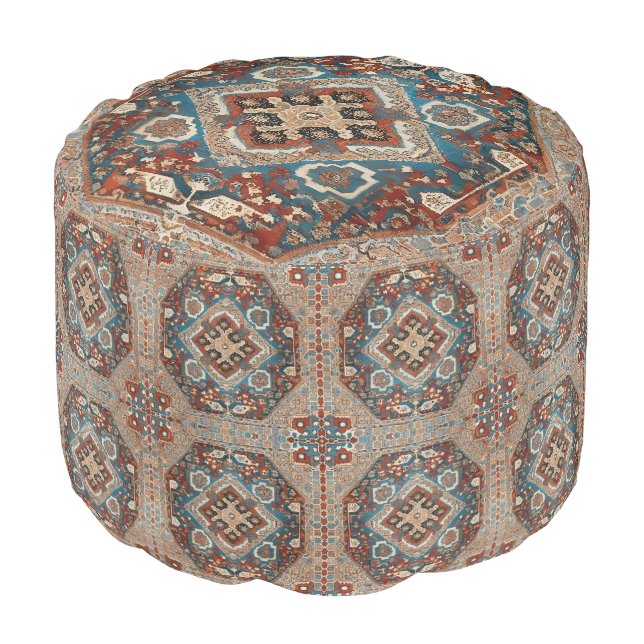 Turkish Modern Beautiful Old Pattern Collection Pouf (Angled Front)