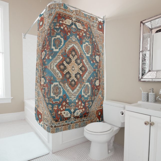 Turkish Modern Beautiful Old Pattern Collection Shower Curtain (In Situ)