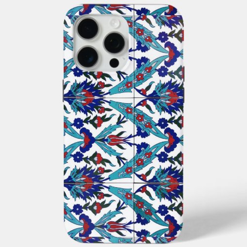 Turkish Mosaic Ceramic Iznik Floral Pattern iPhone 15 Pro Max Case