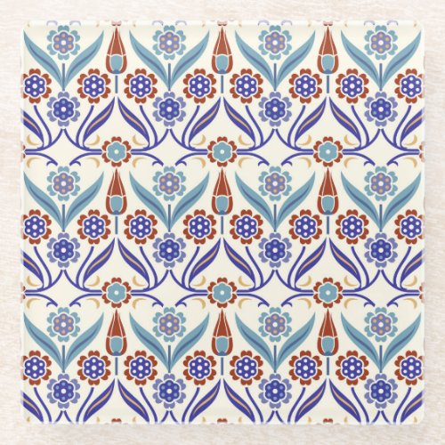 Turkish Mosaic Colorful Seamless Pattern Glass Coaster
