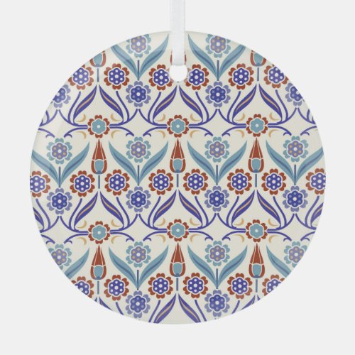 Turkish Mosaic Colorful Seamless Pattern Glass Ornament