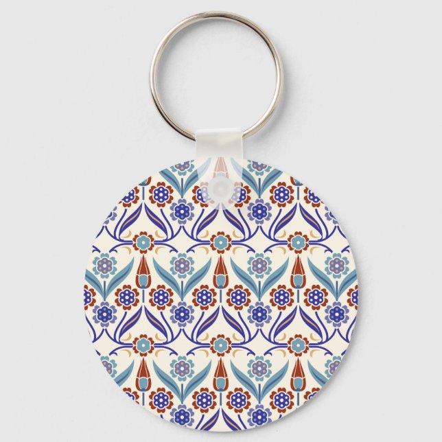 Turkish Mosaic: Colorful Seamless Pattern Keychain (Front)