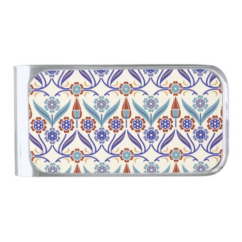 Turkish Mosaic Colorful Seamless Pattern Silver Finish Money Clip