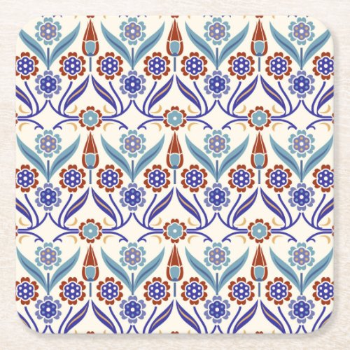 Turkish Mosaic Colorful Seamless Pattern Square Paper Coaster
